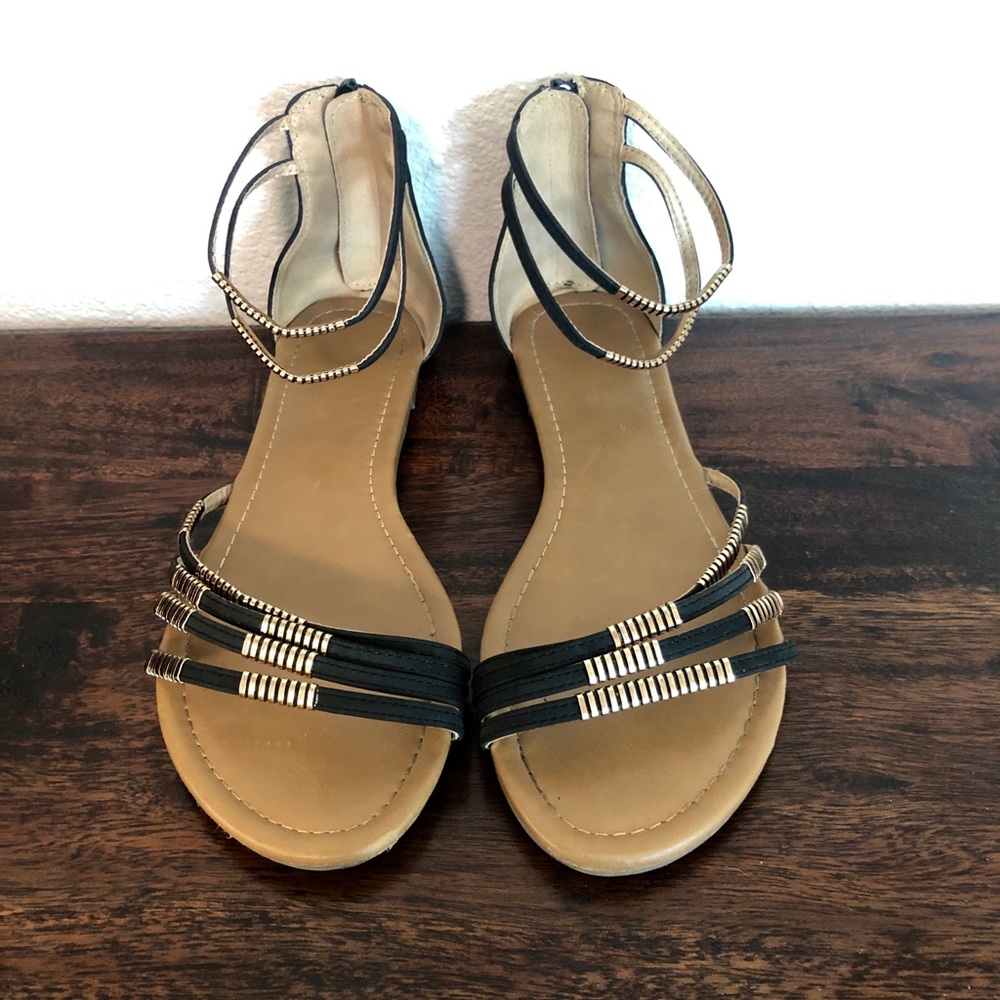 Beautiful Black and Gold Sandals